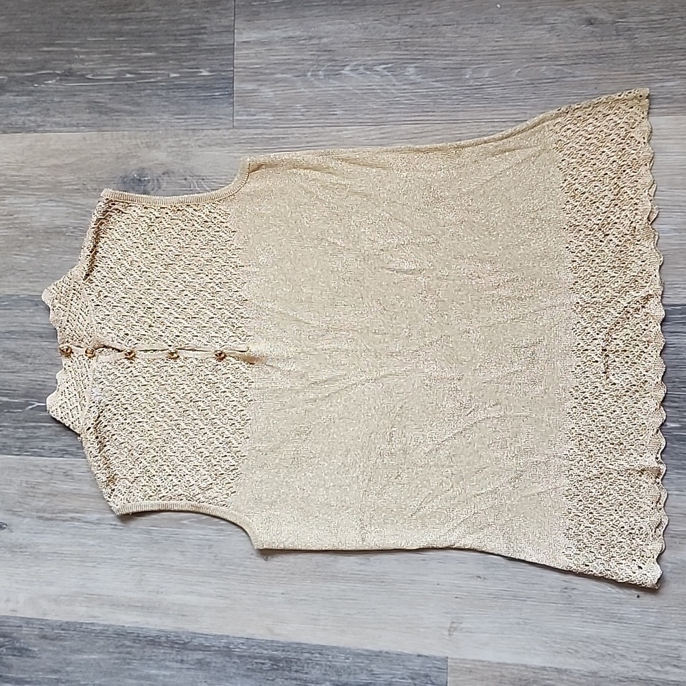 St. John Metallic Gold Sleeveless Blouse - Picture 9 of 16